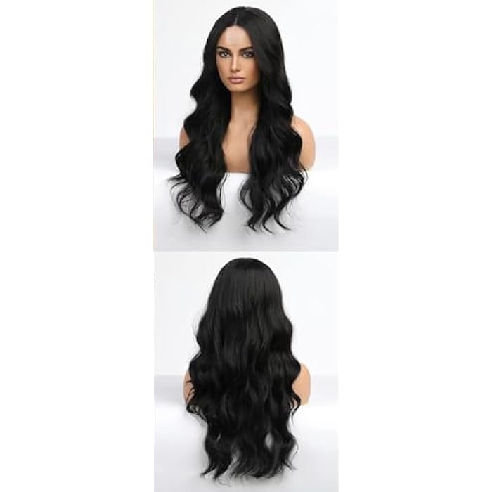 DILLARDS Long Curly Wig Black Middle Part Wigs For Women - Image 3
